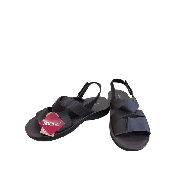 Ndure Mens Brown Leather Slip-On Sandals Size 10 SKU 8303 - Picture 2 of 12